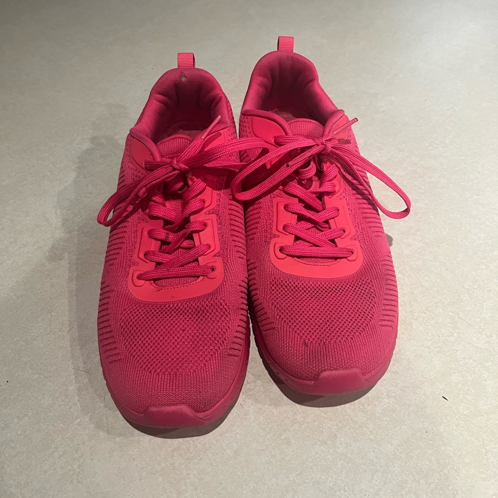 Neon pink Sketchers with memory foam